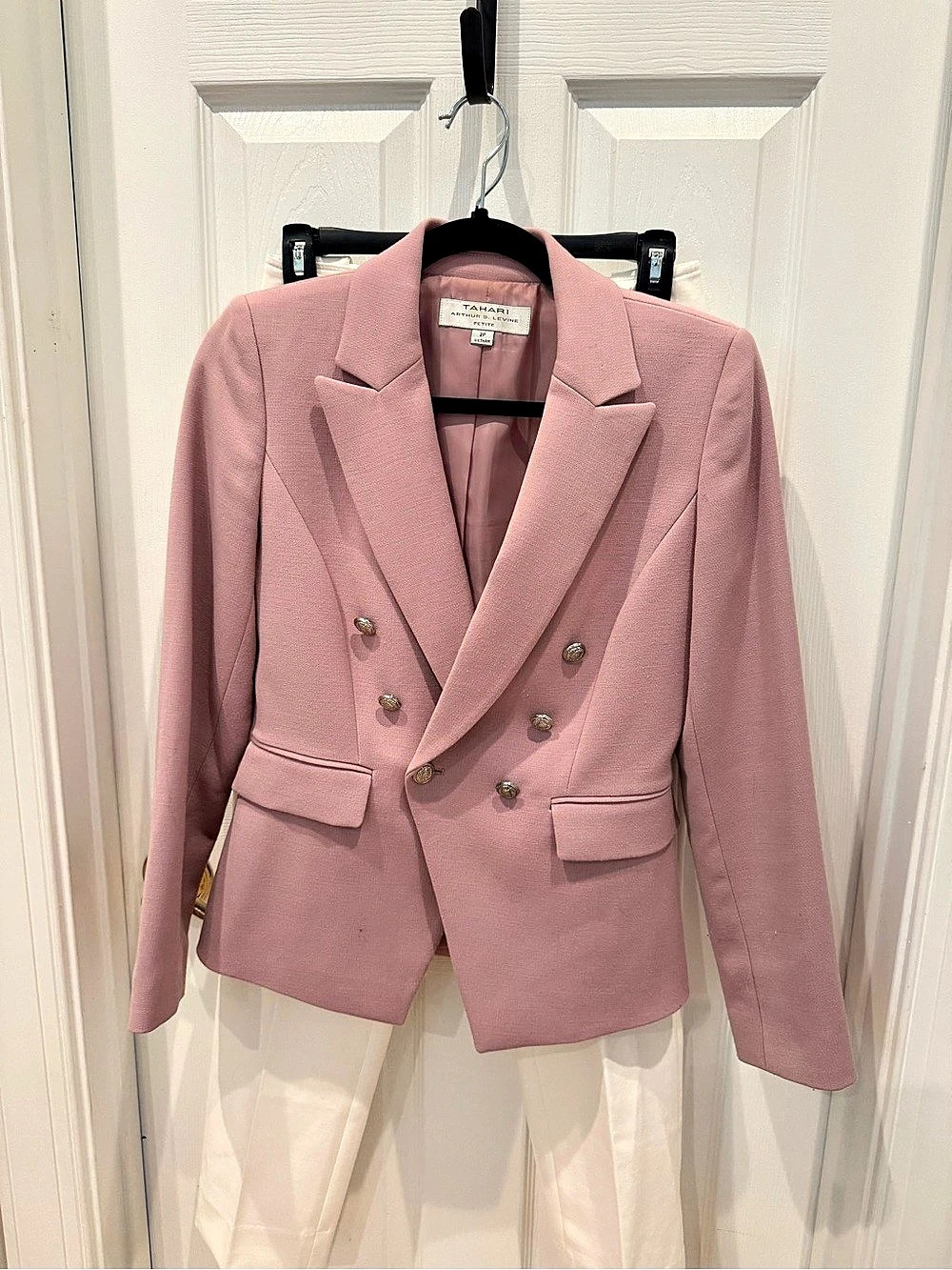 Tahari Double-Breasted Blazer in Pink Size 2P